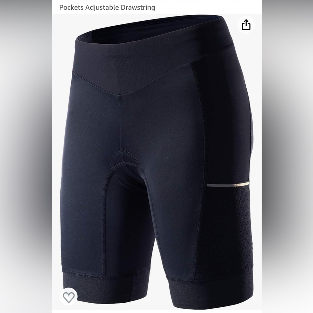 Womens Triathlon Shorts 8” Inseam Shorts with Side Pockets Adjustable Drawstring